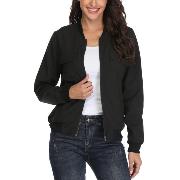 Womens Bomber Jackets Lightweight Plus Size Black Zip up Slim Fit Cropped Bomber Jacket Belted Pockets Work Casual Outerwear Womens Bomber Jackets Lightweight Plus Size Black Zip up Slim Fit Cropped Bomber Jacket Belted Pockets Work Casual Outerwear
